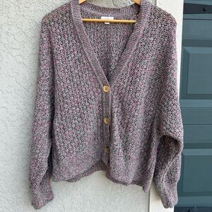 J. Jill Cotton Cardigan Sweater Large Women’s Multicolor Button Front Knit